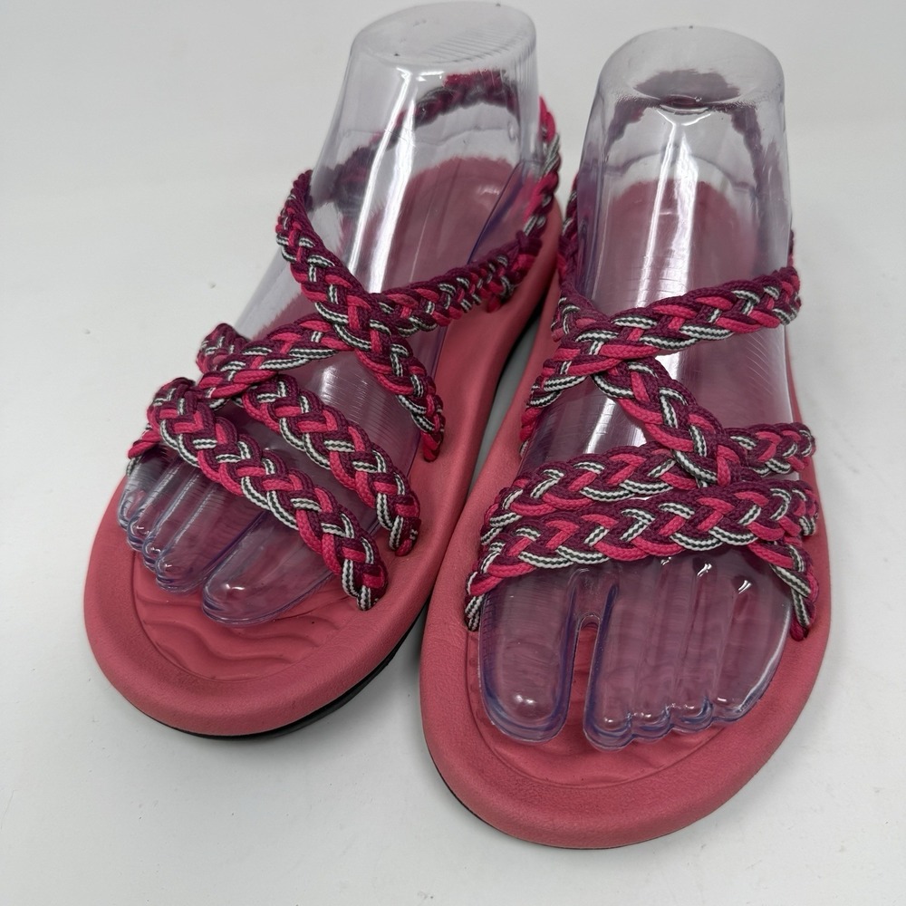Megnya Braided Rope Walking Sandals Women Size 7 (38) Pink Arch Support